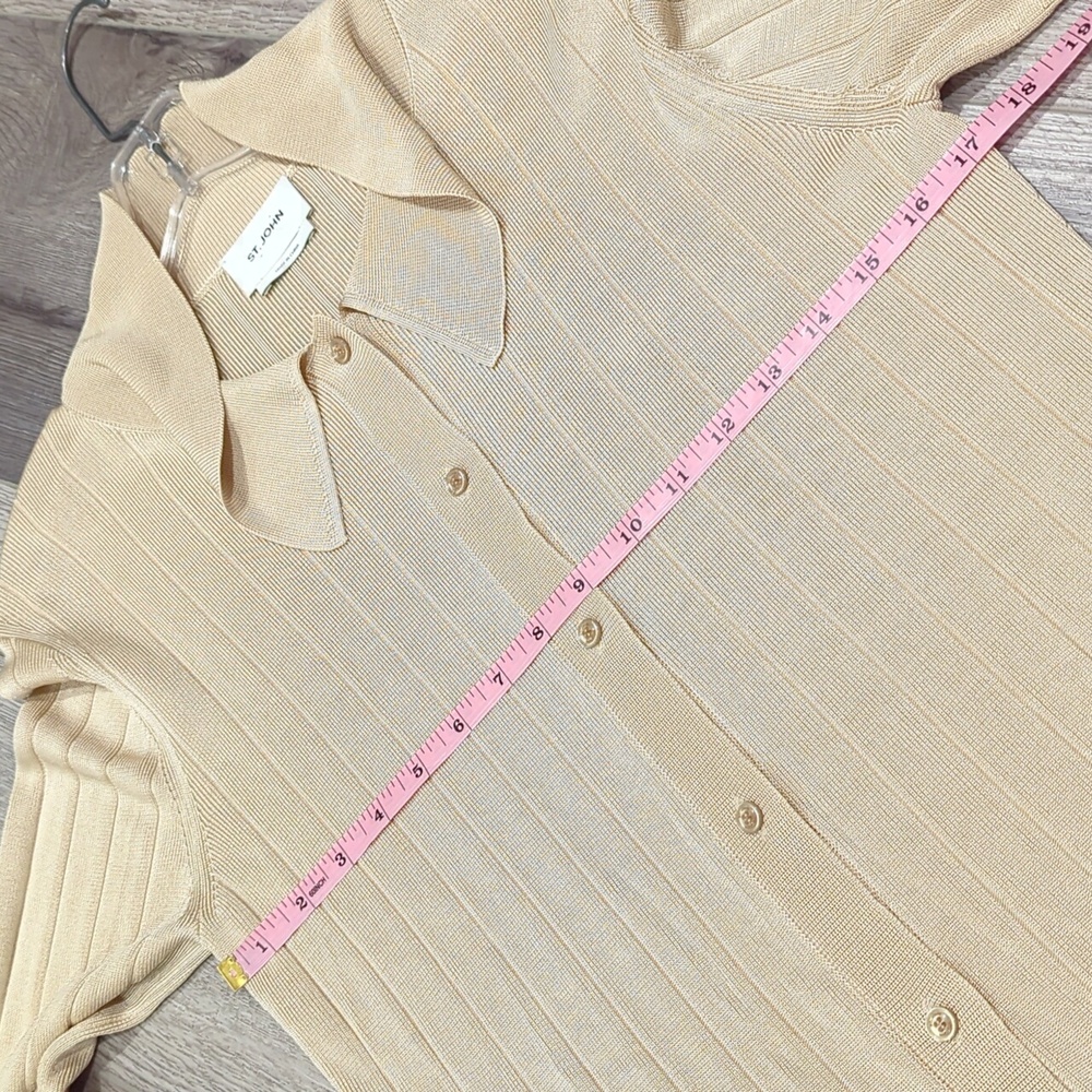 St. John Button Front Ribbed Knit Top - Picture 9 of 10